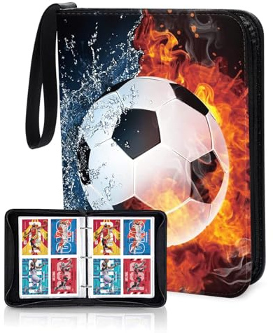 SCBOY Fotbollskort scrapbook Album för fotbollskort Med 50 sidor med fodral 400 kort kapacitet för förvaring av samlarkort brädspelskort(A)