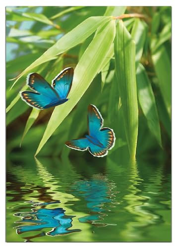 Wallario wasserfestes Poster selbstklebend 70 x 100 cm, Schmetterlinge in Reflektion, Badezimmerposter Spritzschutz mit Hochglanzoberfläche in Glasoptik