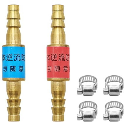 Aleker Lot de 2 pare-étincelles d'oxygène et d'acétylène propane avec 4 pinces, outil de soudage pour tuyau de 8 mm de diamètre intérieur, valve de sécurité en acétylène pour soudage