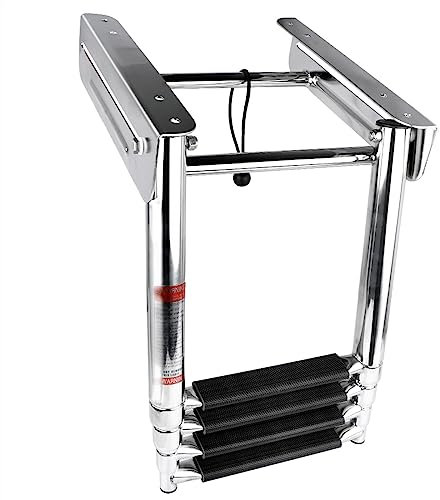 4 Step Under Platform Boat Ladder Stainless Steel Boarding Telescoping Ladder