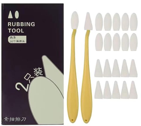 Paper Art Blenders – Crayons éponge effaçables avec 20 têtes d'éponge – Crayon éponge pour outils de dessin d'artiste, estompes