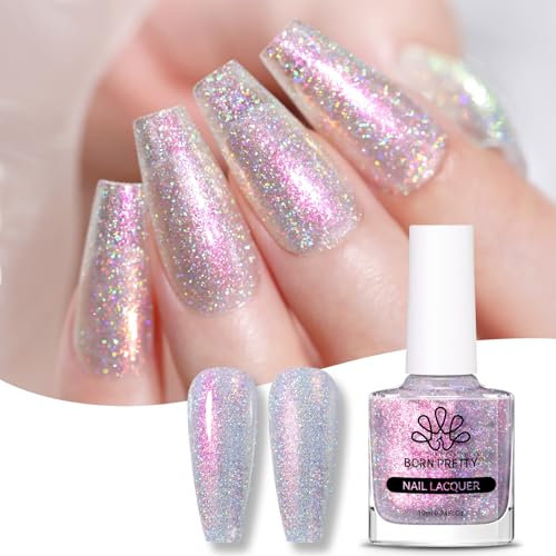 Born Pretty Smalto ad asciugatura rapida glitter olografica rosa viola smalto gel smalto senza lampada UV Pearl Mermaid Super Shine Nail Art Polish
