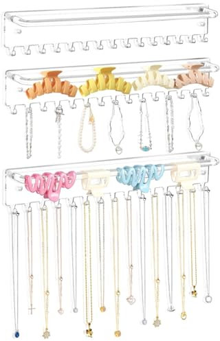 Wand-Halskettenhalter – 430 g einfach zu bedienender Organizer für Halsketten | Wandschmuck Organizer, 3-facher Schmuckständer, dekorativer Halskettenhalter