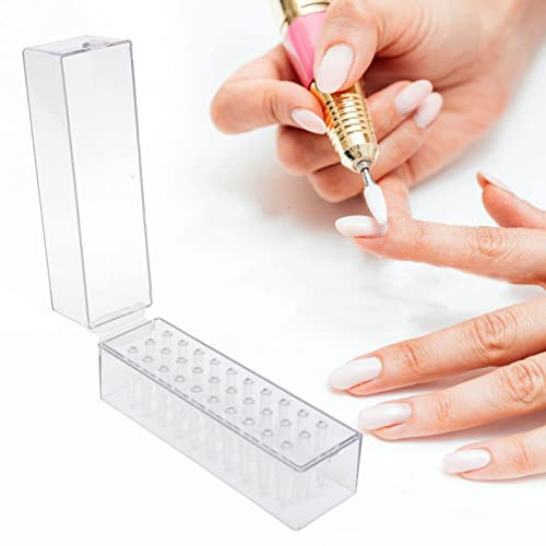 Nutriess Nail Drill Bits Holder Stand Professional 30 Hole Display Organizer Container Box for Nail Drill Bits