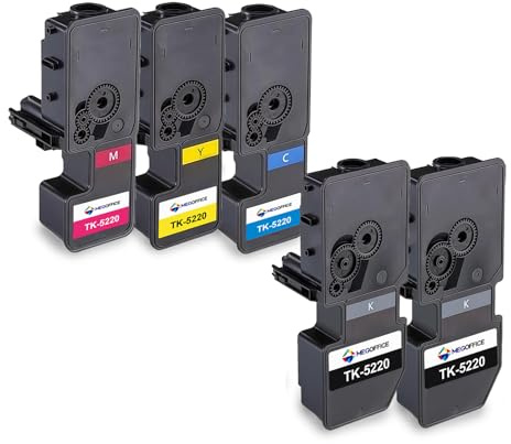 MEGOFFICE TK5220 Toner Kompatibel für Kyocera TK5230 TK5220K TK-5220C TK-5220M TK-5220Y für ECOSYS M5521CDN M5521CDW P5021CDN P5021CDN P5021CDW Toner(2Black,1Cyan,1Magenta,1Yellow/5 Pack)