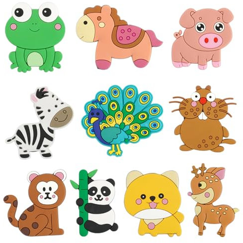 Imanes de nevera para niños pequeños de 1 a 3 años, 10 unidades, de goma magnética de espalda completa, imanes para el aprendizaje y el juego para niños