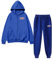 Tracksuit Men's Cotton Winter Jogging Suit Tracksuit Hooded Pullover with Zip Long Activewear Baggy Casual Leisure Suit Regular Slim Fit Sports Suit with Print, blue, S