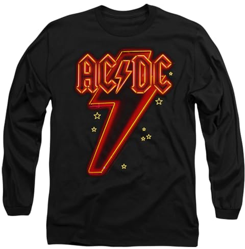 ACDC Neon Bolt Mens Long Sleeve T Shirt, Black, X-Large