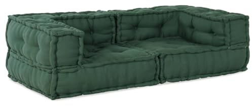 vidaXL 2-Sitzer-Modulsofa Grün 140x70x36 cm Stoff, Sofa, Sitzpouf, Schlafsofa, modulares Sofa, Sitzpuff, Palettenkissen, Stoffsofa, Bodensofa, Couch