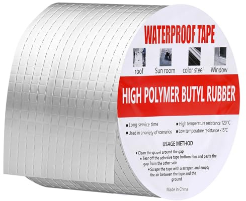 Siumir 1 Rolls of Butyl Tape, 100mm*5m Waterproof Tape, Silver Aluminum Foil Tape, Multi-Purpose Repair Sealan Tape for RV Repairs, Awnings, Glass and EDPM Roof Leak Repairs