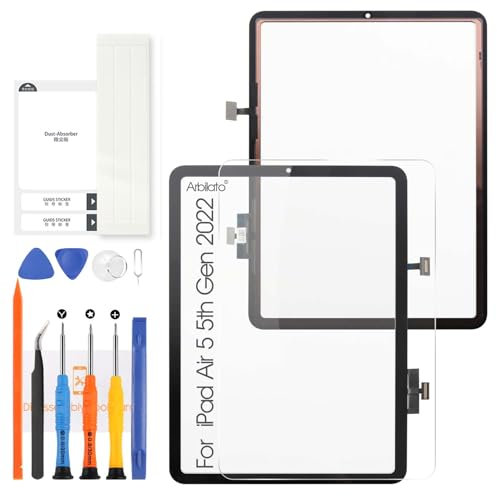 Arbilato Pantalla Táctil para iPad Air 5 5th Generación 2022 10.9 - Pantalla Digitalizador A2588 A2589 A2591 Pantalla Táctil Kit de Reemplazo de Cristal (Negro,No LCD)