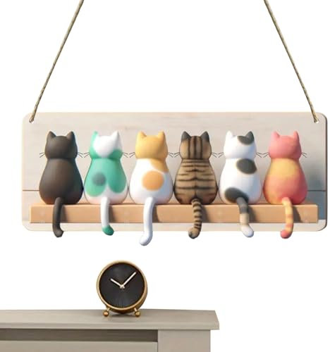 Crochets Chat Pour Serviettes - Porte-Clés Mural, Crochet Décoratif | Patère Chat en Métal, Rangement Clés, Chapeaux, Sacs, Accessoire Peu Encombrant pour Entrée, Salle de Bain, Cuisine & Bureau
