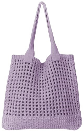 Ausing Borsa a Tracolla Da Donna Borsa Da Spiaggia Borse Uncinetto Vacanza Al Mare Viola
