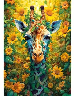 Wentworth Jigsaw Puzzle – Sunflower Giraffe – 250 Pieces - For Adults - Shaped Puzzle Pieces & Themed Whimsies - Great for a Gift