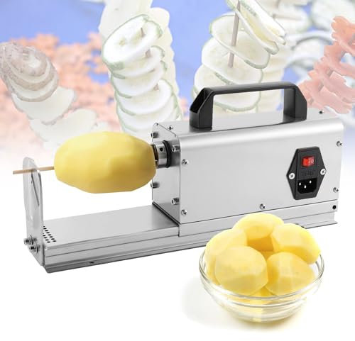 VNATWGOO Coupe-Pommes De Terre éLectrique Tornado Professionnel en Acier Inoxydable, pour Frites FriséEs, Hot-Dogs Radis-Concombres