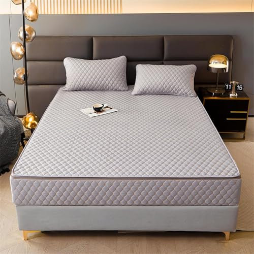 MCBHSH Coprimaterasso con Cerniera per Letto Singolo, coprimaterasso Trapuntato, coprimaterasso Lavabile in lenzuolo-E-200×220+20cm