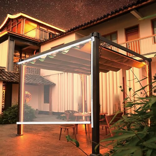Outdoor Transparent Wasserdicht PVC Roll Up Vorhang Winddicht Regendicht Vorhang für Garten Balkon Terrassentür 50x80cm