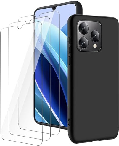 LYZXMY Hülle für Cubot A40 mit 3 Schutzfolie,Schwarz | Weich Silikon TPU Schutzhülle,Militärischer Schutz Kratzfest Stoßfest Schutzhülle Cover