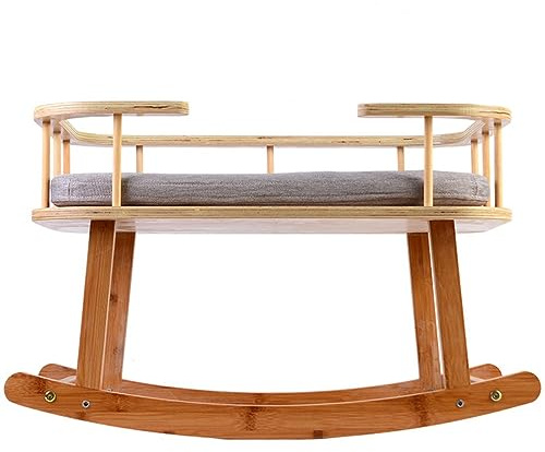 cat shelves， Wooden pet cat hammock with mat, 2-in-1 multifunctional dog swing chair and bed, Indoor furniture