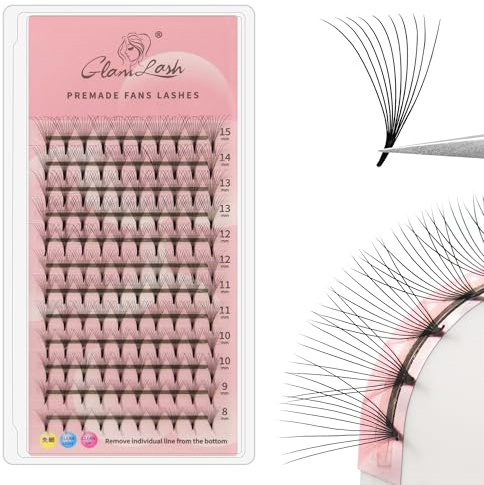GLAMLASH Extensions de Cils 10D Volume Préfait Bouquet | 0.05D Curl 8-15mm Mix pour Salon Professionnel