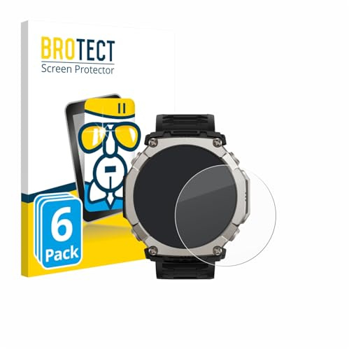 BROTECT Schutzglas für Huami Amazfit T-Rex Ultra 2 | 6 Stück Transparenter Displayschutz Made in Germany Schutzfolie Panzer Folie Glas 9H Anti-Fingerprint Einfache Montage Clear