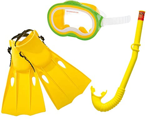 Intex- Set Bimbo Pinne I.6 Maschera e Boccaglio, Colore Verde, 21 x 8.9 x 54.6, 55955