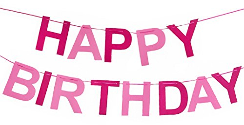 Oblique-Unique® Happy Birthday Girlande in Pink & Rosa aus echtem Filz - Geburtstag Party Dekoration