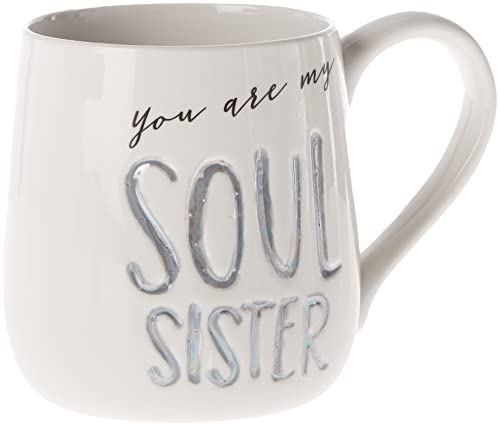 Enesco Our Name Is Mud Bff Kaffeetasse aus Steingut mit Gravur Seelenschwester (Soul Sister) 16 oz grau