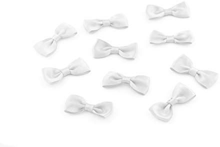 10 Stück Satinschleifen 4cm x 2cm (weiß 029) // Fertigschleifen Deko Dekoschleifen Scrapbooking Minischleifen Schleifen Satin Band Applikationen Streudeko