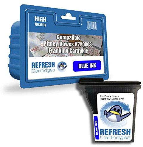 Refresh Cartridges Compatible Franking Cartridge Replacement for Pitney Bowes K780003 (Blue)