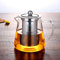 YUEMING 750ml Tetera de Vidrio Transparente con Relleno, Tetera de Relleno Circular, Tetera de Vidrio Borosilicato Resistente al Calor para té Café té Flores Rosas