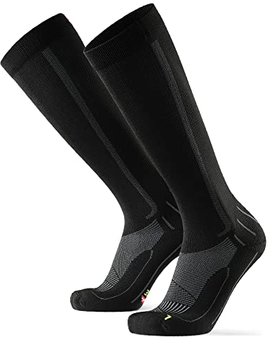 Abgestufte Kompression Socken für Männer & Frauen EU 39-42 // UK 6-8 Schwarz/Grau - 1 Paar