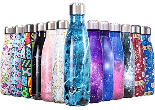 QXuan Bouteilles Isothermes d'eau en Acier Inoxydable isolée à Double paroi 500ml sans BPA,pour Le Sport Bureau école (C8)