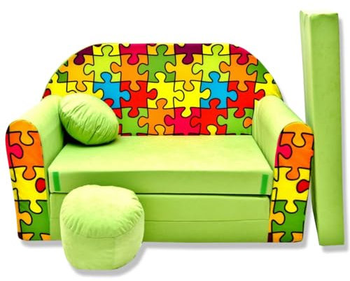 millybo Kindersofa Kinder Couch mit Schlaffunktion ausklappbar 3in1 Kinder Sofa Spielsofa mit Bettfunktion Mädchen Jungen Sitzsack Minisofa Schlafsofa Kinderzimmer Schlafsessel (Z34)