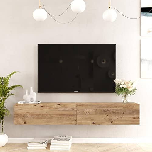 Vep Home - Mueble de TV Modelo Futura - Diseño Bajo y Funcional - Medidas 180x31x29 cm - Estructura Robusta con Sistema Minifix - Ideal para Salones Modernos - Color Pino Natural