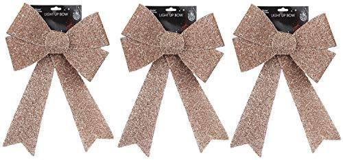 Lot de 3 boules de Noël blanches neige 29 x 43 cm Or rose pailleté