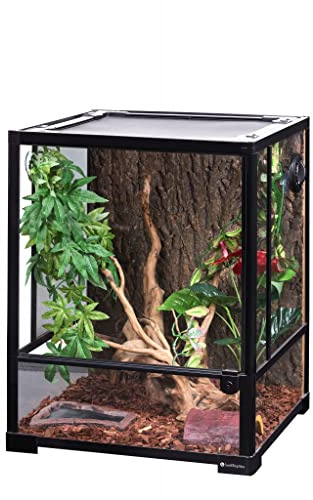Swell Reptiles Glass Terrarium/Vivarium Tank | Easy Access Port for Access for Tiding Cables with Breathable Mesh Top Lid for Optimal Ventilation (45x45x60cm)