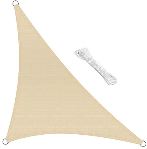 swift Toldo Vela de Sombra Triangular 5x5x7 Metro HDPE Transpirable Protección Rayos UV para Patio Exteriores Jardín, Color Crema