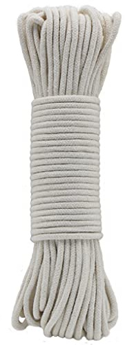 Jukway Natur Baumwollkordel 3mm, 65-Fuß Rund Kordel Geflochtenes Seil mit Kerns, Baumwolle Garn Makramee Mehrzweck Schnur zum Nähen Bündeln, DIY Basteln Dekoration - Rohweiß (20 Meter)