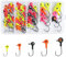 Fishing Lure Jig Head Kit - 69Pcs Lead Head Jigs with Double 3D Eyes Sharp Fishing Hooks Ball Head Jig Bait for Bass Trout