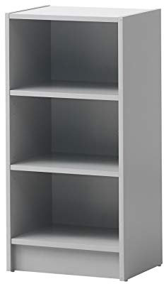 Timber Art Design UK 3 Tier Bookcase Open Wide Tall Shelf Rack Contemporary Organizer Display Shelving Unit for Modern Living Room, Office Space, Study Room Furniture, Grey - H80cm x W40cm x D30cm
