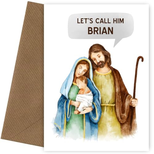 Lustige Weihnachtskarte für Freunde, Freund, Freundin, Ehemann oder Ehefrau, religiöse Weihnachtskarten – Jesus, Let's Call Him Brian! | Humorvolle traditionelle Weihnachtskarte