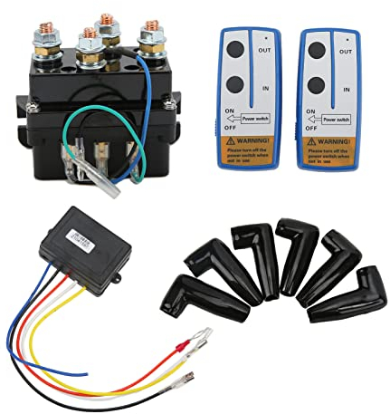 Akozon Relé de Contactor de Solenoide de Cabrestante Eléctrico Acero Resistente a la Intemperie 12V 500a para ATV UTV de 8000 Lb a 12000 Lb