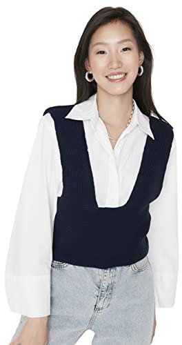 TRENDYOL Damen Twoaw23sv00154/Lacivert Sweater, Marineblau, M EU