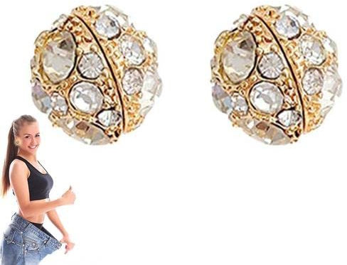 Jomewory Magnetische Acu-Druck Ohrringe Acu-Druck Abnehmen Doppelseitige Ohrringe Unisex Gewichtsverlust Ohrstecker Kristall Magnetische Lymphe Detox Ohrringe Nicht-Piercing Acu-Druck Ohrringe (Gold)