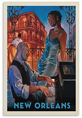 KWID Vintage-Poster New Orleans Jazz Poster Dekorative Malerei Leinwand Wandposter und Kunstbild Druck Moderne Familienzimmer Schlafzimmer Dekor Poster 40 x 60 cm
