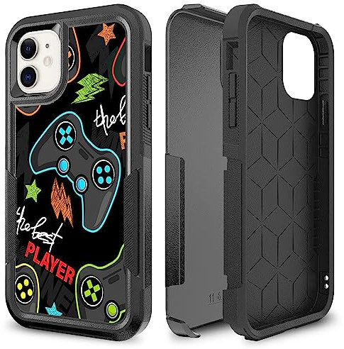 Candykisscase Case for iPhone 11, Gaming Controller Video Game Player Pattern Shock-Absorption Hard PC and Inner Silicone Hybrid Dual Layer Armor Defender Case for iPhone 11