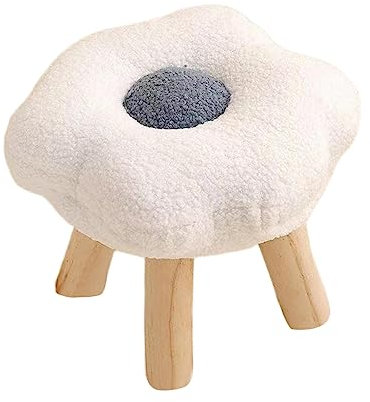 MagiDeal Repose-Pieds Repose-Pieds avec Pied en Bois Pouf Polyvalent Forme de Fleur antidérapante Mignon sous Le Bureau Canapé Tabouret pour Chambre à Coucher, Blanche