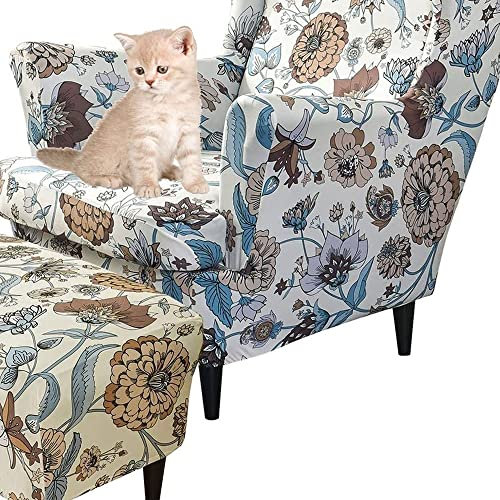 uyeoco Sesselüberwürfe Elastisch 3-teilig Sesselbezug Ohrensessel Überzug Mit Ottomane Schonbezug Ohrensessel Bezug Bezug Sesselhusse Stretch Husse Für Ohrensessel (Color : #47)