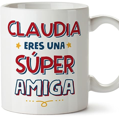 MUGFFINS Tazas Personalizadas para AMIGA - En Español - Eres Súper - 11 oz / 330 ml - Regalo personalizable original y divertido